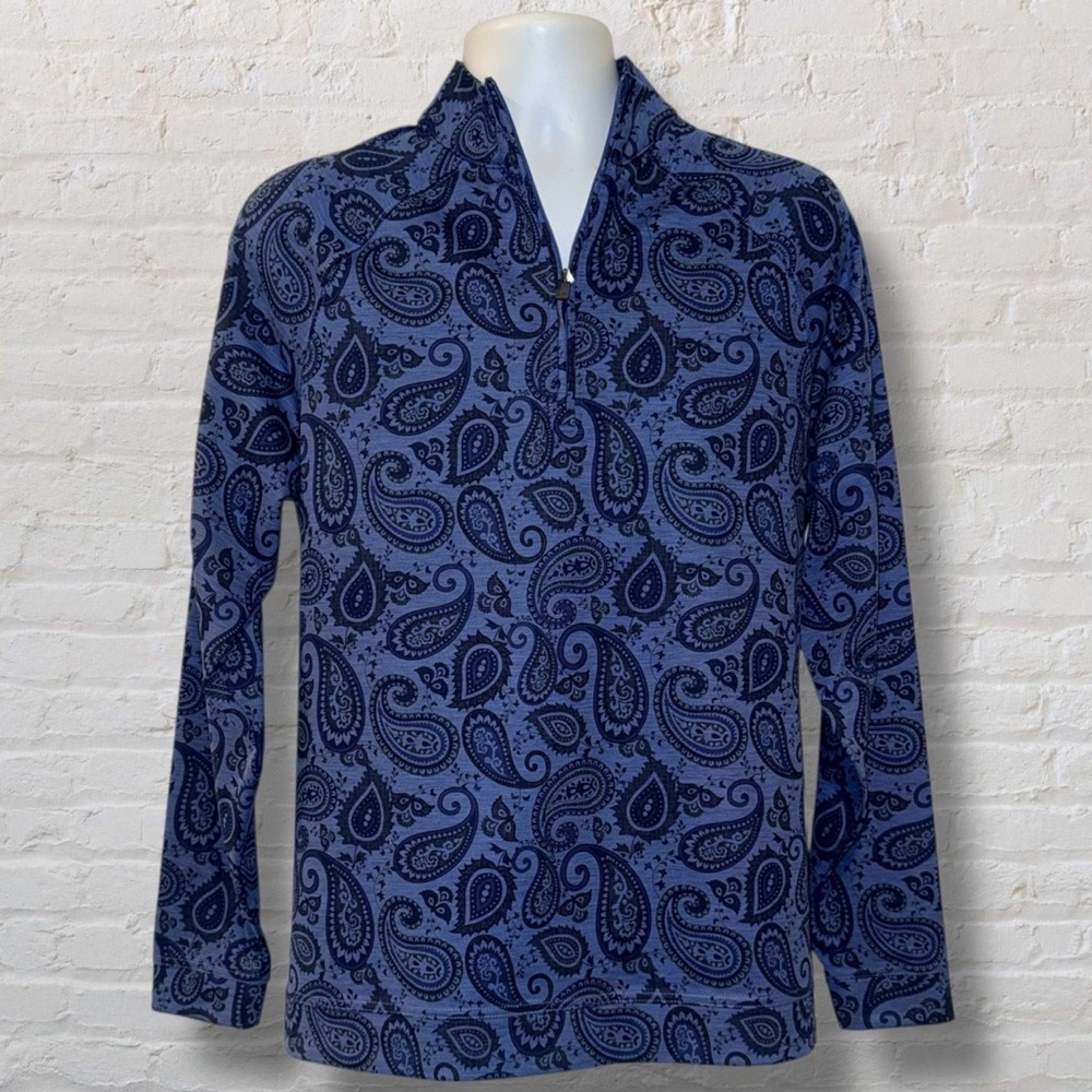 Hart Schaffner Marx Blue Paisley 1/4 Zip Performance Pullover Men’s Medium NWT